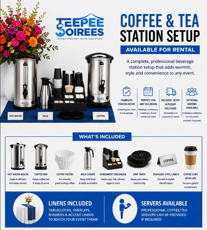 Coffee & Tea Service Station — rental from Teepee Soirees